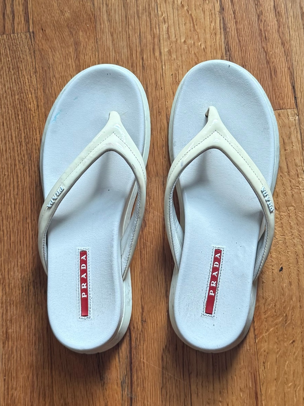Prada White Flip Flop Sandals Size 6